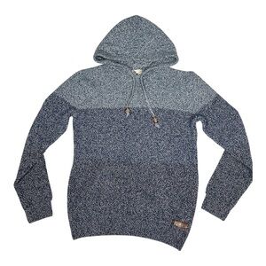 Blue Knit Hoodie with Drawstrings